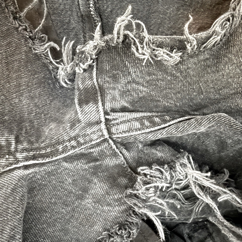 Agolde Parker Distressed Black Grey Denim Shorts Size 28 ✨Like New, Retail $145 - Picture 6 of 7